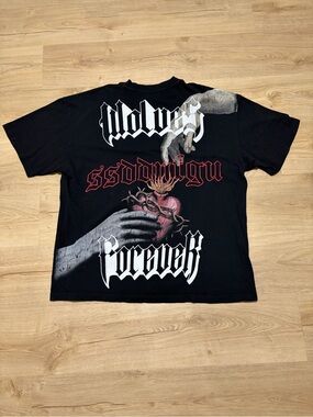 Darc Sport Black Short-Sleeve Tee with Red Heart & White Gothic Script